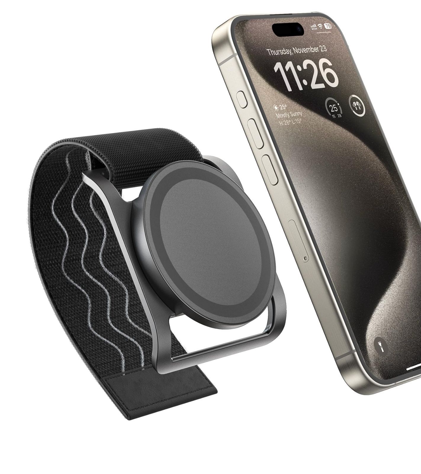 【特価商品】バンド調節交換可能 iPhone ベビーカー/キャンプ/ジム/ウォーターボトル用】磁気携帯マウント 磁気フィットネスフォンマウントMagSafe対応スマホスタンドマグネット【 16/15/14/13/12