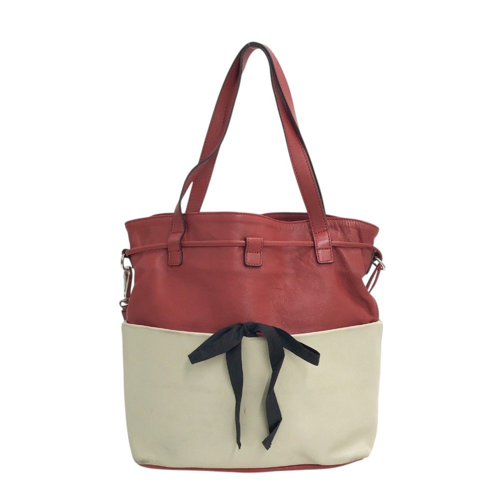 MARNI マルニ レザー ショルダー トートバッグ 巾着型 レッド系 MARNI マルニ レザー ショルダー トートバッグ 巾着型 レッド系