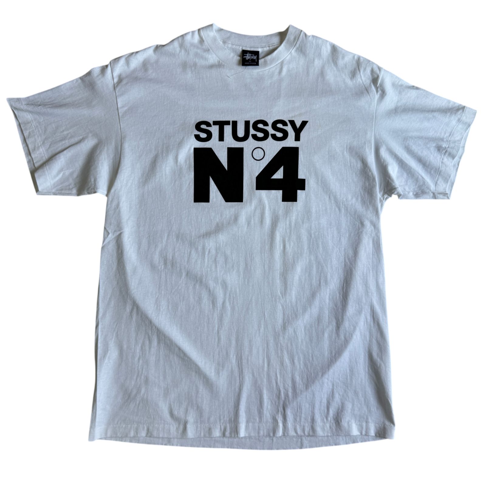 90s STUSSY n4 ロゴ プリント Tシャツ XLサイズ 紺タグ MADE IN USA