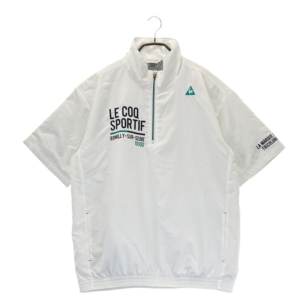 サイズ LL LE COQ GOLF ルコックゴルフ ハーフジップ半袖 中綿ブルゾン ストライプ柄 ホワイト系 240101401548 ゴルフウェア メンズ ストスト
