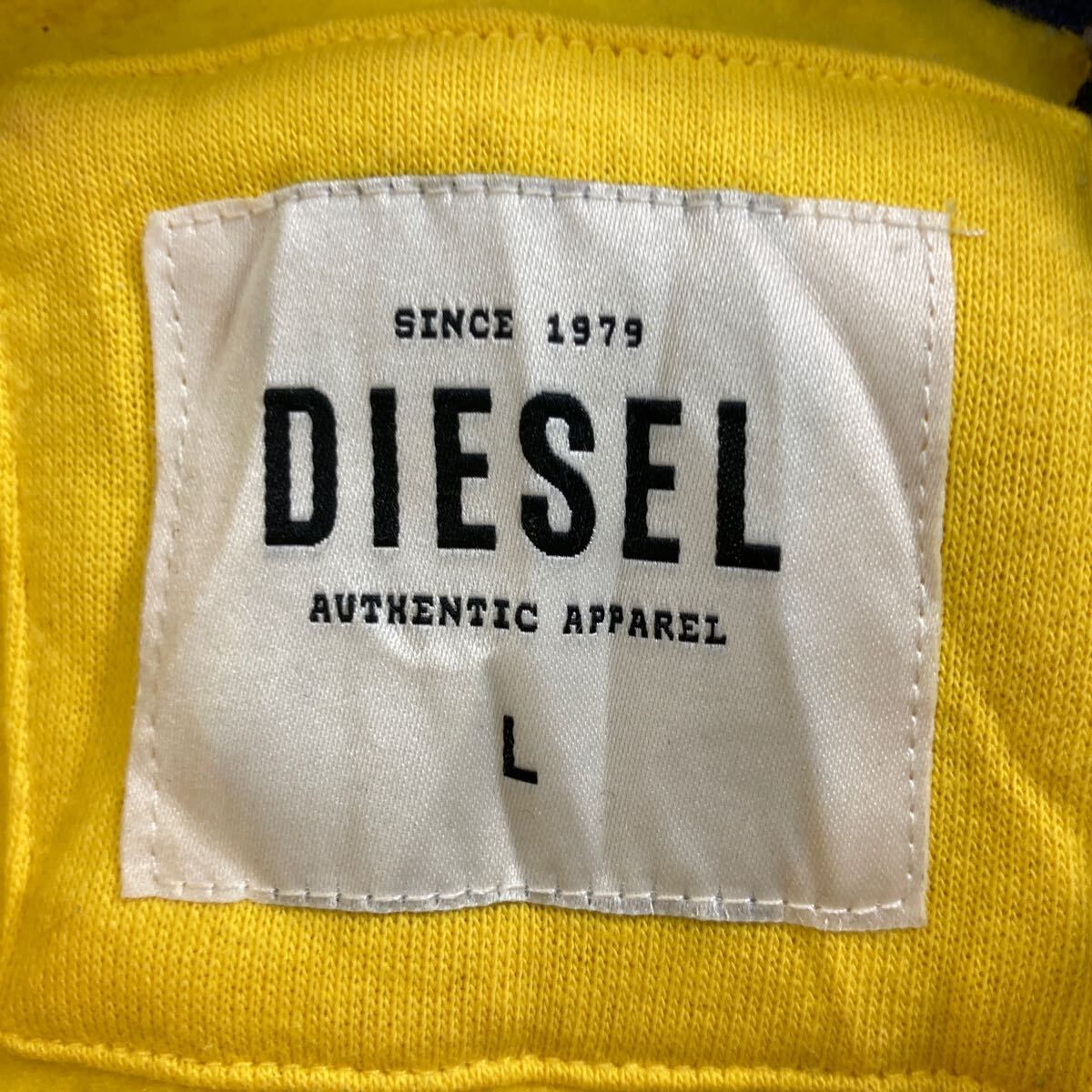DIESEL ロゴスウェット パーカー L イエロー ディーゼル ジップアップ  
