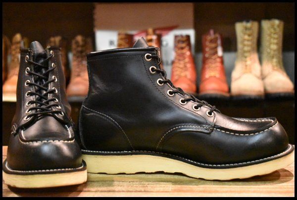 8 D 08年 レッドウィング 8130 アイリッシュセッター 黒 ブラッククローム モックトゥ 編み上げ ブーツ 8179 redwing FI 301