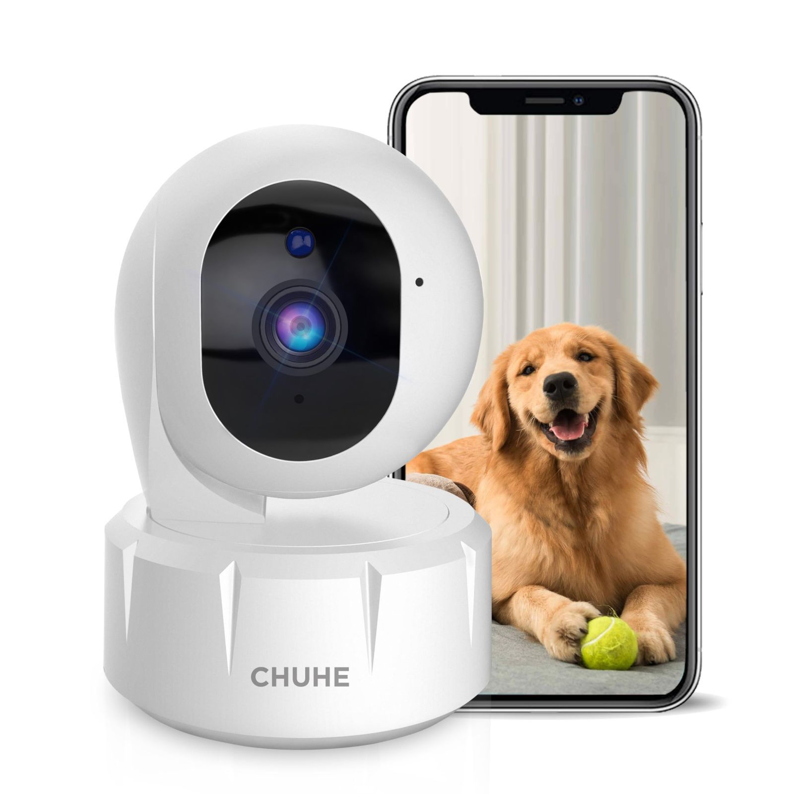 【400万画素・24時間常時録画】ペット防犯カメラ 見守りカメラ 360° 自動追尾 スマホで見れる 人体検出 プッシュ通知 広角撮影 遠隔操作 双方向通話 家族共有 H.264+動画圧縮技術 SDカード/クラウド録画保存 室内用ネットワークカメラ CHUHE
