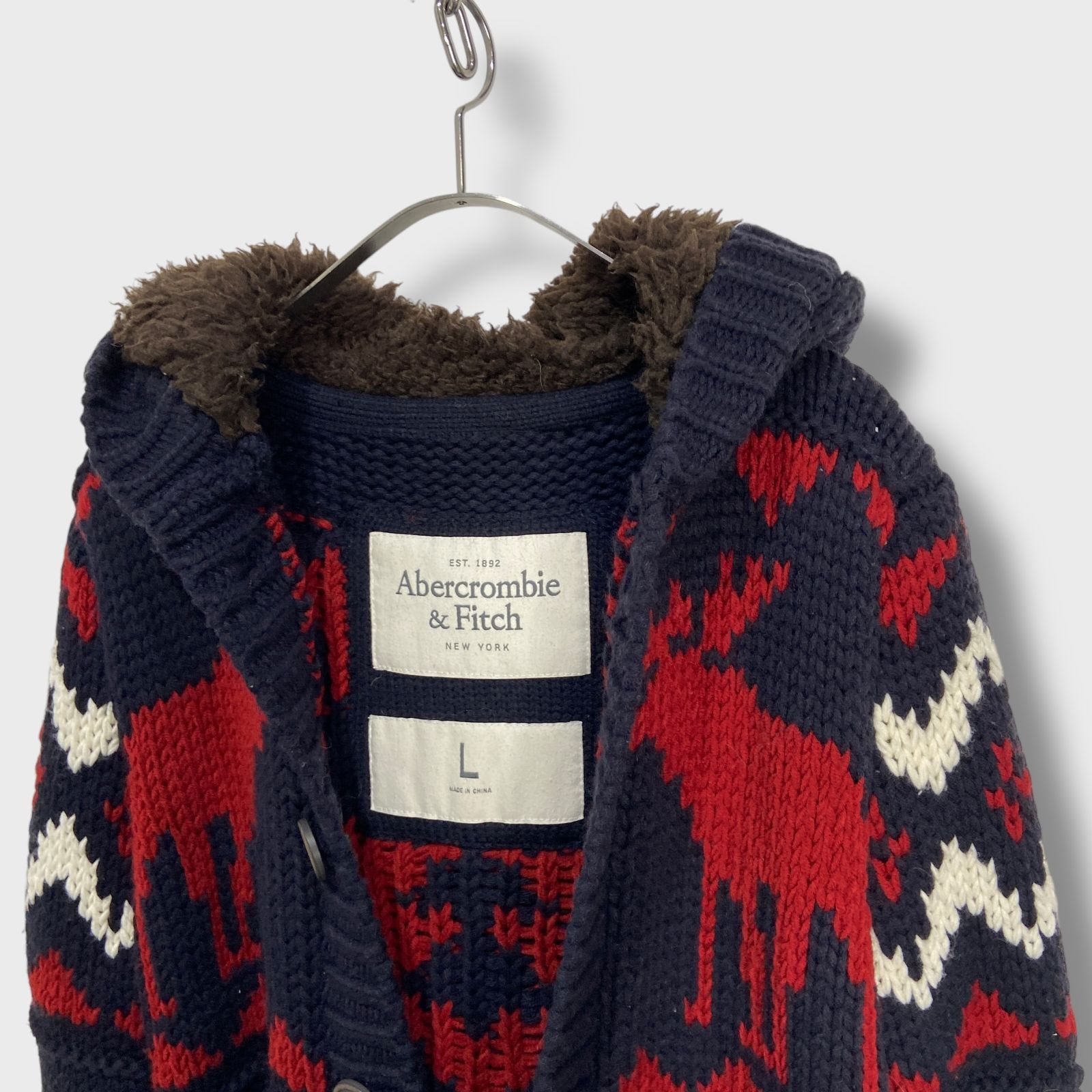 ☆Abercrombie＆Fitch☆アバクロ☆カウチンニットパーカー☆フードボア 