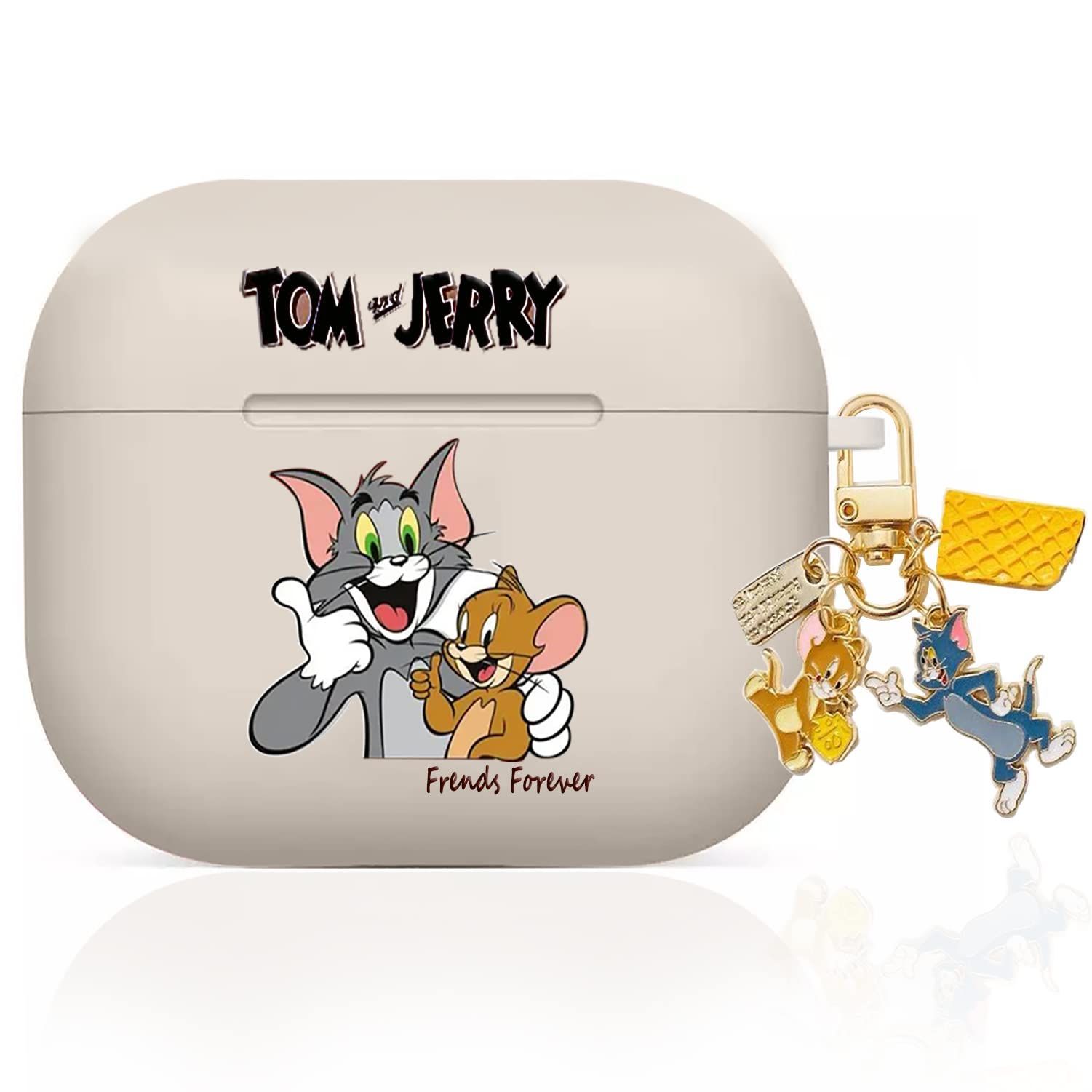 AirPods Pro ケース可愛いTOM&JERRY(白とオレンジ) - スマホアクセサリー