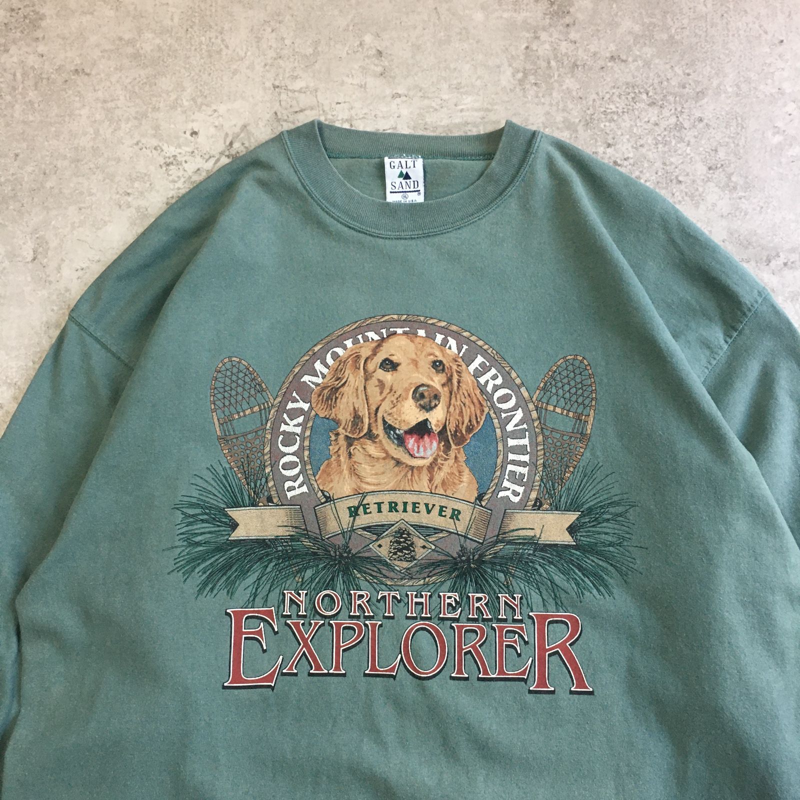 90s USA製 ROCKY MOUNTAIN FRONTIER Retriever Dog Printed Long 