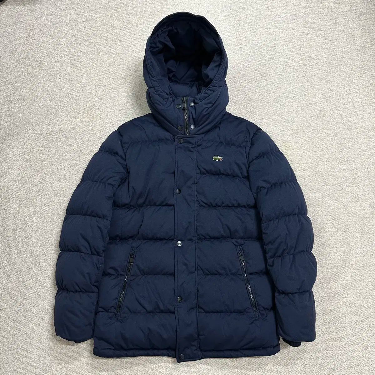 100 LACOSTE ラコステ メンズ ハイネック グースダウン ダウンジャケット ネイビー N4110