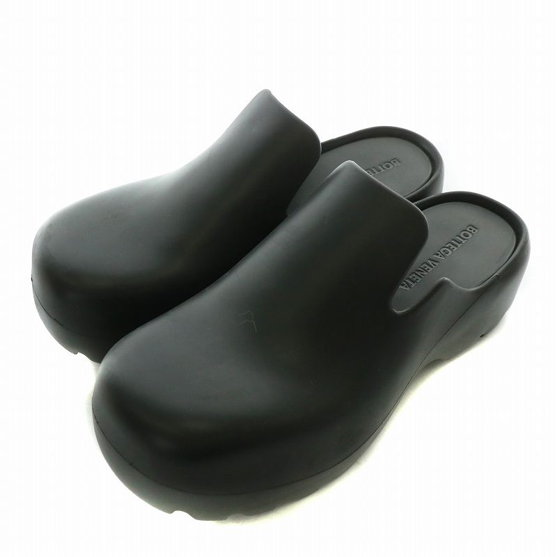 ボッテガヴェネタ BOTTEGA VENETA フラットサンダル スリッパ 厚底 ラバー ラウンドトゥ 43 28cm 黒 ブラック |XZ GY17