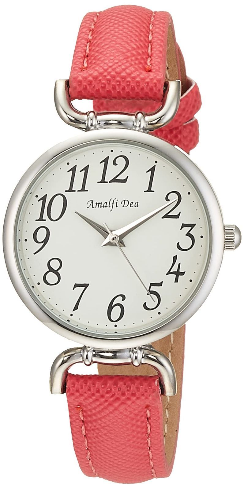 アナログ アマルフィディア 防水 腕時計 革ベルト 白 文字盤 アリアス 126 レディース ピンク