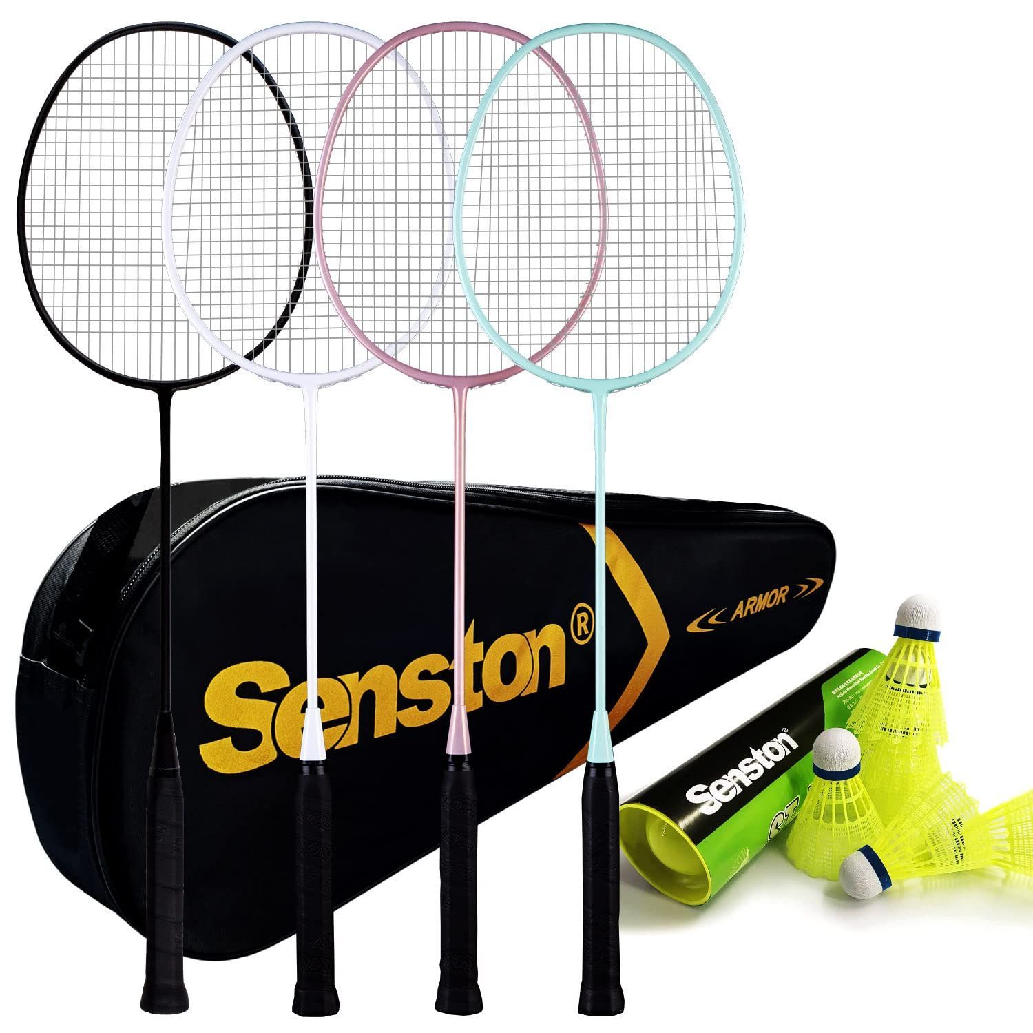 【特価セール】Senston 2本組/4本組みバドミントンラケットセットカーボンファイバーバドミントンラケット-1つのキャリングバッグが含まれています