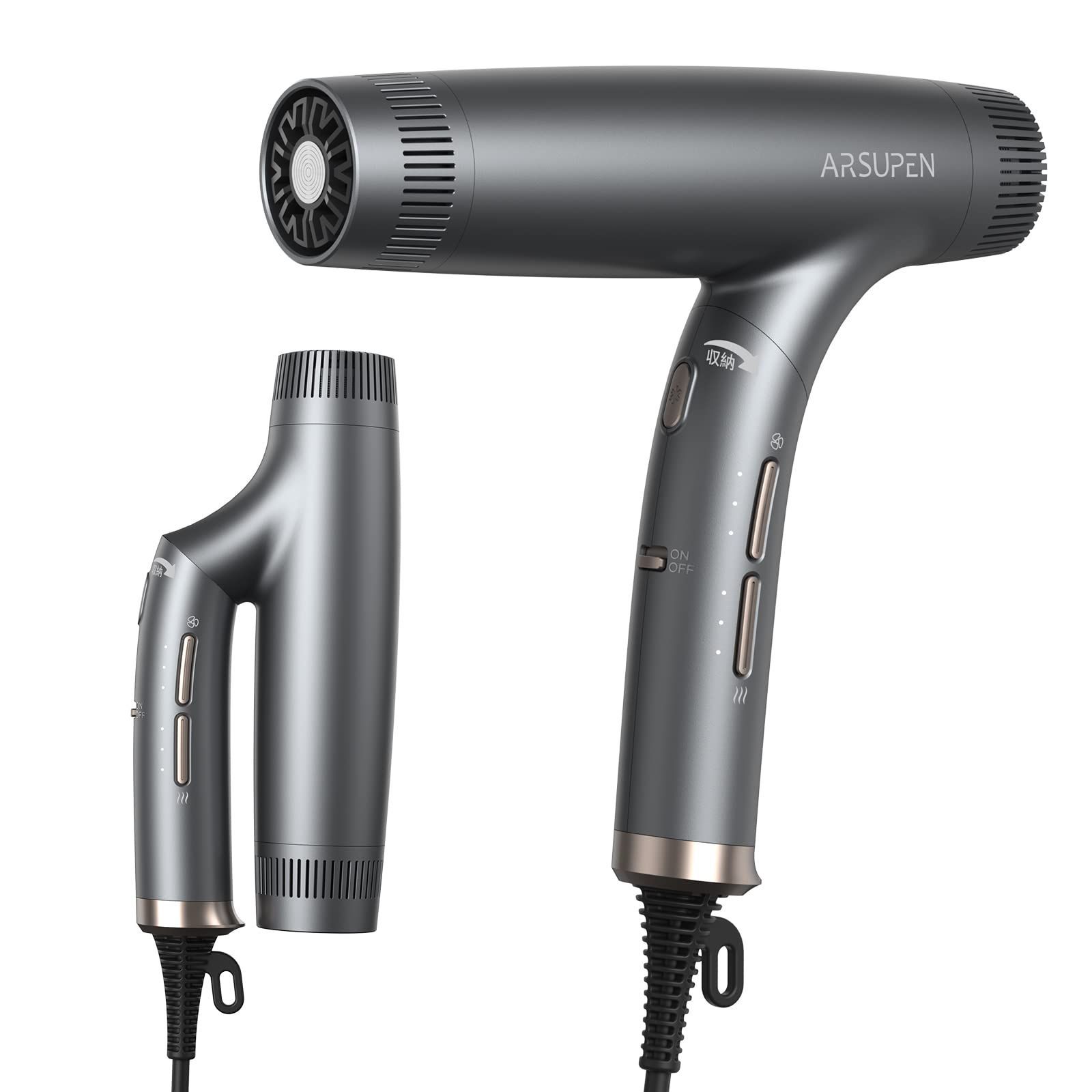 【在庫セール】1400W 大風量20m/s 低騒音 ヘアケア 折りたたみ式 サラサラ 髪が潤い 軽量 イオンバランス発生器 4つ温度モード 速乾 サロンセンス 3段階風速調整 ドライヤー コンパクト Arsupen