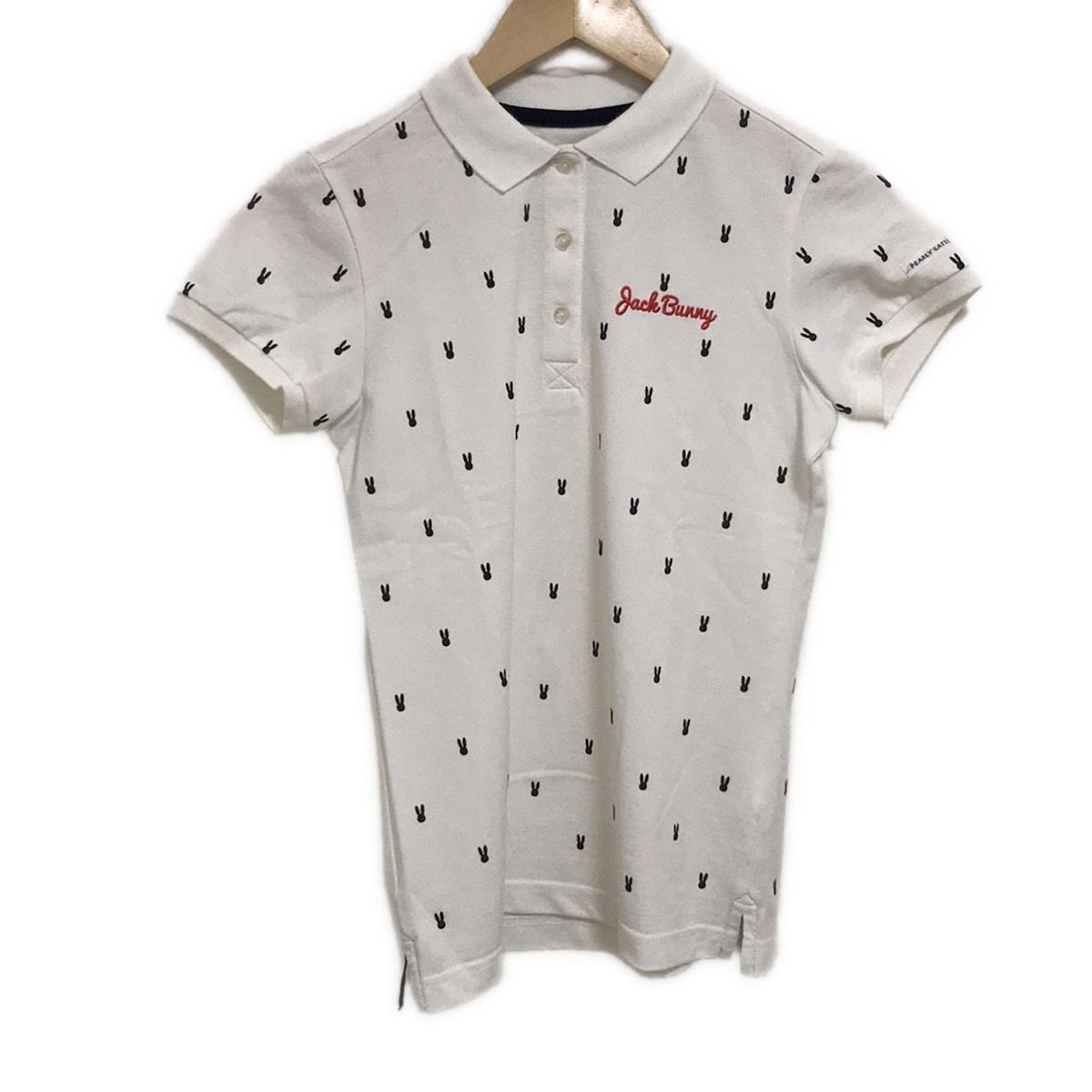 JackBunny!! ジャックバニー 半袖ポロシャツ サイズ0 XS レディース - 白×黒×レッド うさぎ|PEARLY GATESコラボ