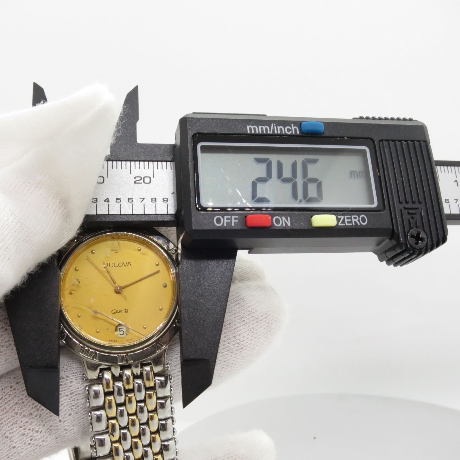 電池交換】ブローバ メンズ腕時計 コンビ ゴールド デイト