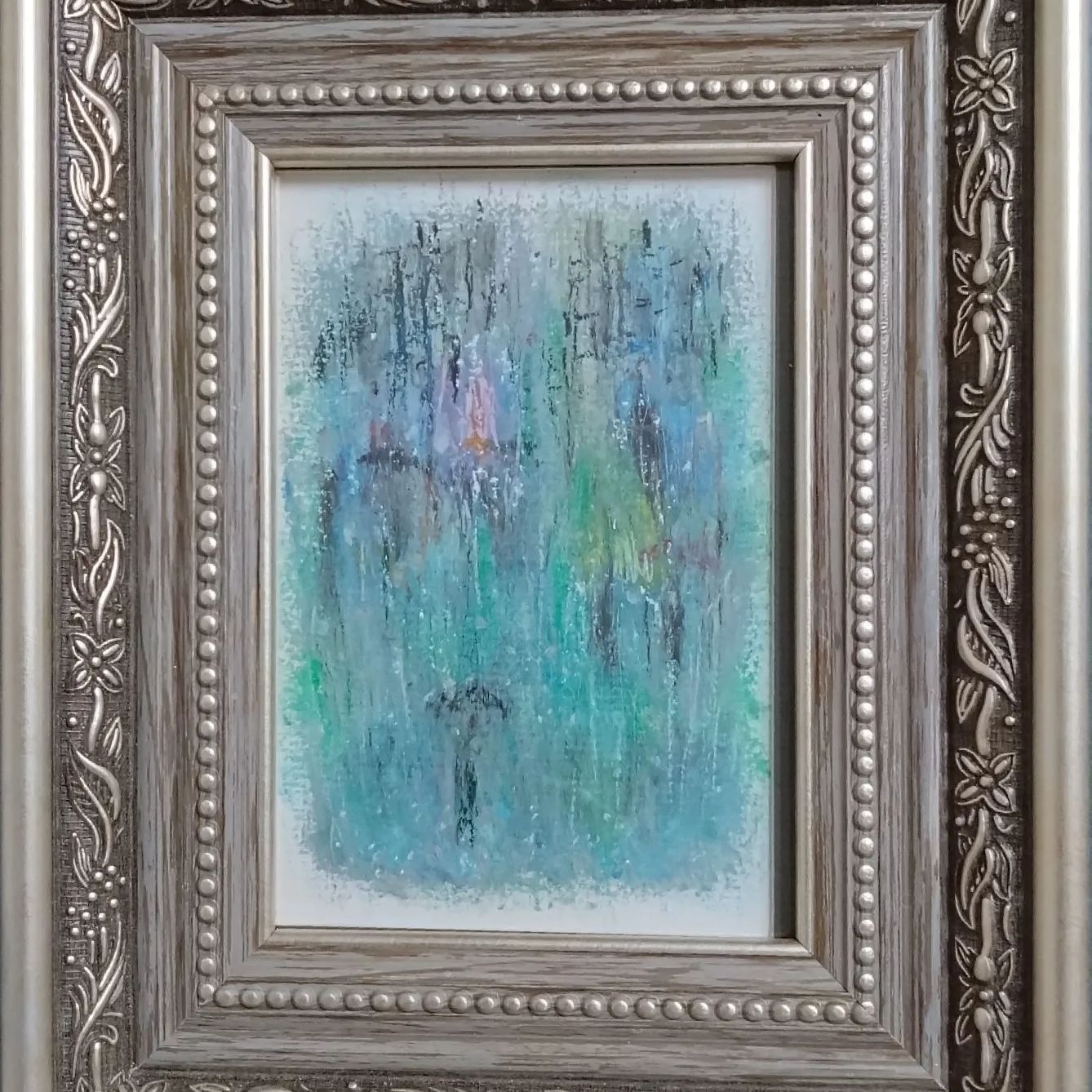 オイルパステル画 題名［pouring rain］（どしゃ降りの雨）絵画 オイルパステル 原画 クレヨン - メルカリ