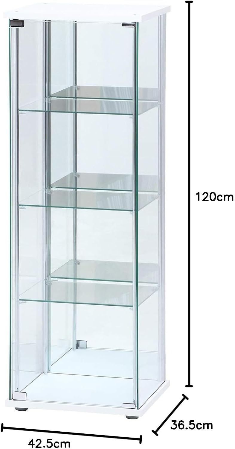 不二貿易 ケース フィギュアケース 4段 幅42.5×奥行36.5×高さ120cm ホワイト 強化ガラス 背面ミラー 組立商品 97338 MARWIL-DEMENAGEMENTS_CH