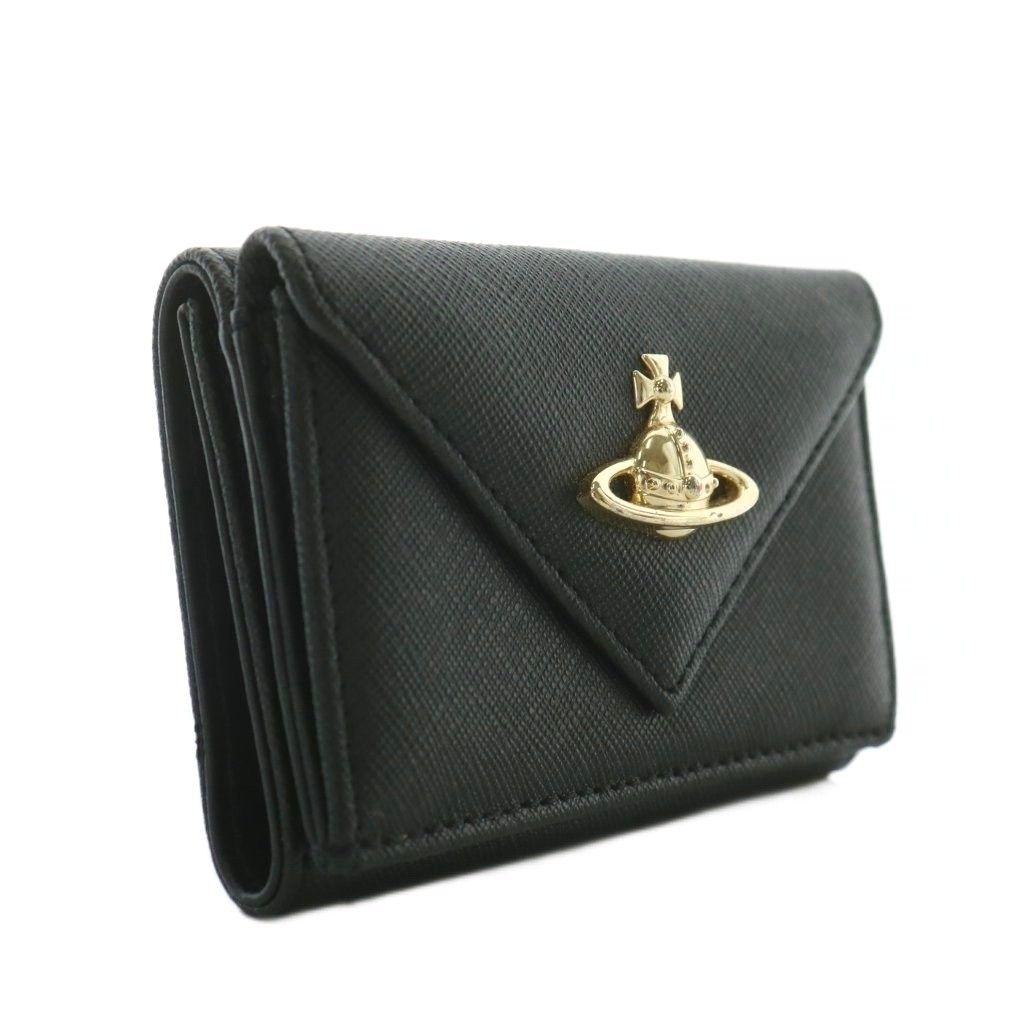 Vivienne Westwood ブラック三つ折り財布 ゴールドロゴ 楽天市場