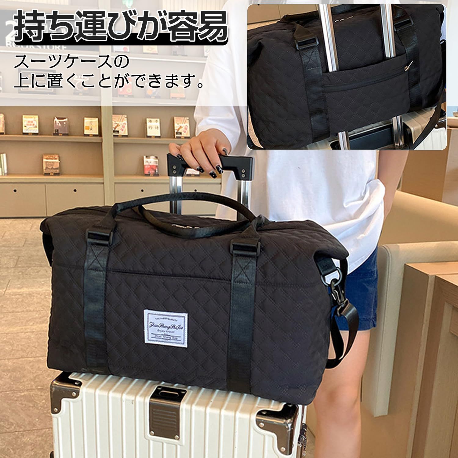 Warudo ボストンバッグ 修学 旅行バッグ レディース 大容量 35L 旅行用ダッフルバッグ スーツケース固定 旅行カバン 1泊 2泊3日 防水  スポーツバッグ ゴルフ 水泳 ジムバック 斜め掛け 軽量 キャリーオンバッグ 女性用 乾湿分離 メルカリ