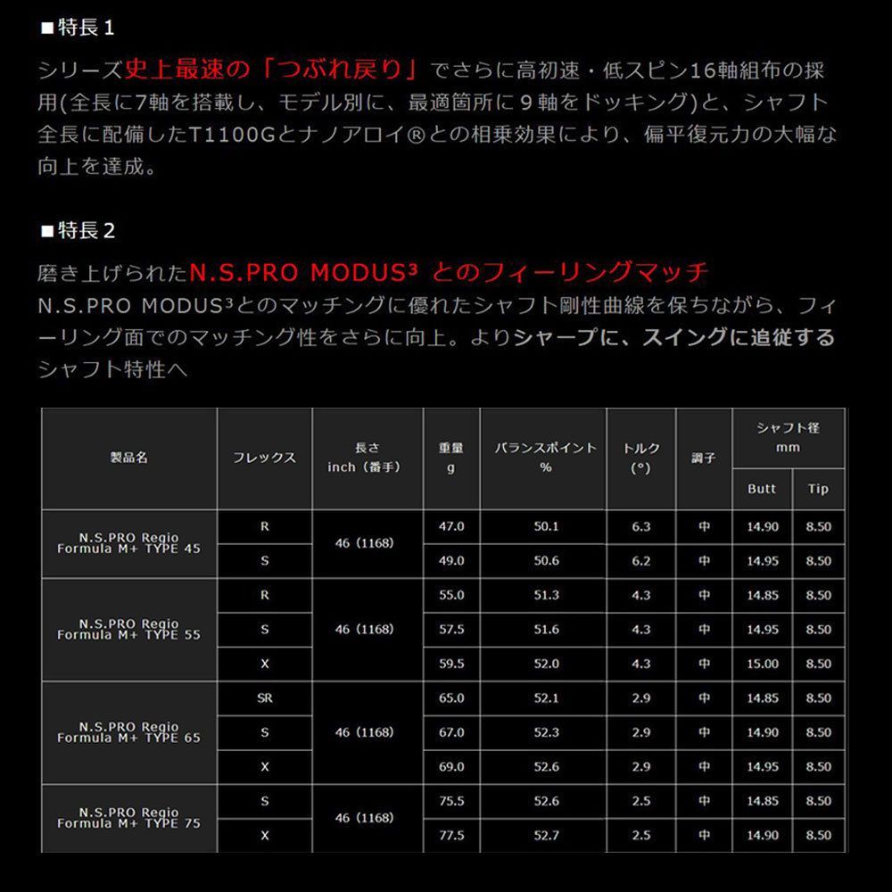 新品 日本シャフト レジオフォーミュラ Mプラス 各種スリーブ付シャフト オリジナルカスタム N.S.PRO Regio Formula M+ -  メルカリ