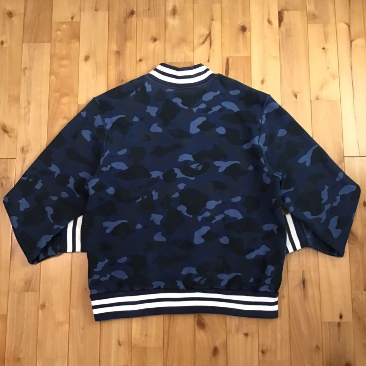 Blue camo スウェット スタジャン Lサイズ a bathing ape BAPE sweat