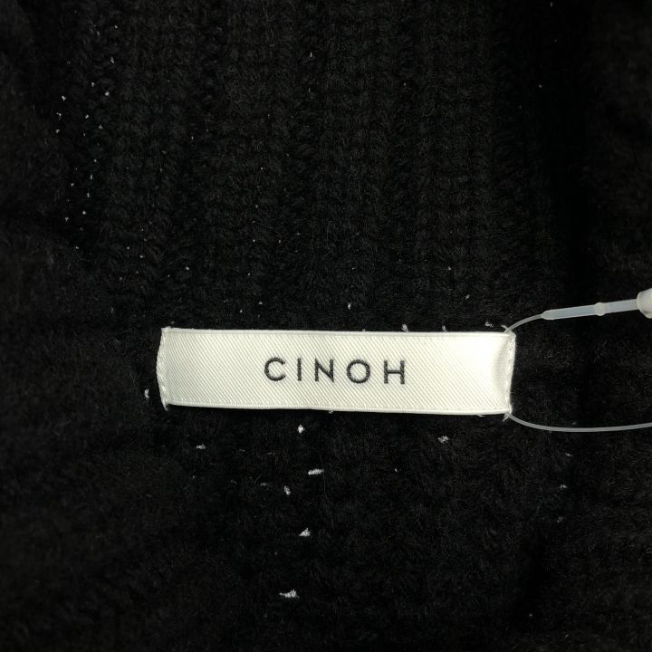 【美品】CINOH チノ ウールノースリーブタートルネックニット 黒 CINOH チノ メリノウール タートルネック ニット プルオーバー