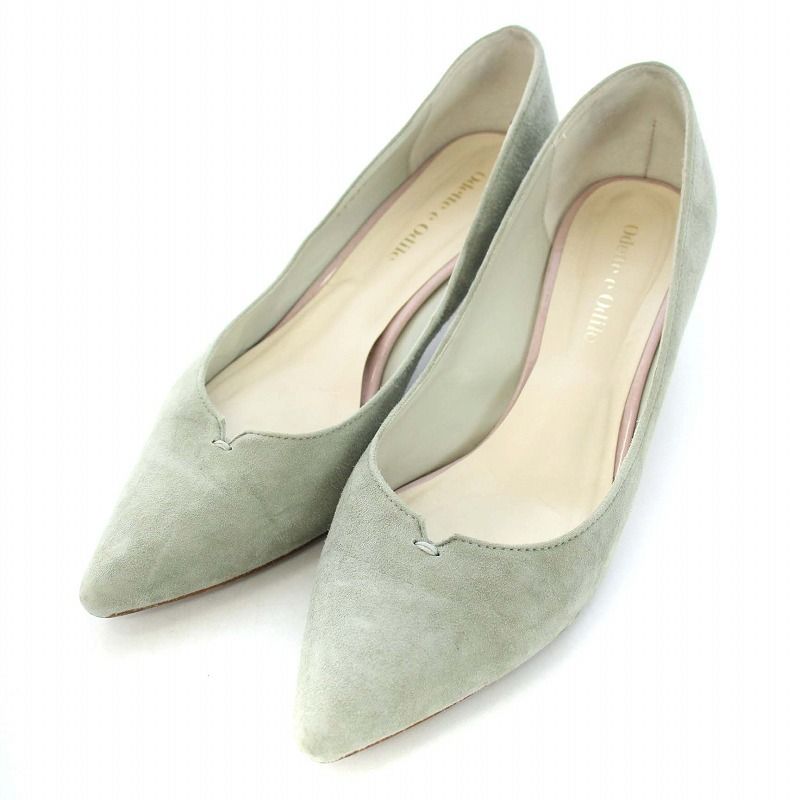 オデットエオディール Odette e Odile アローズ シューズ フラット ラウンドトゥ レザー ソフト 24 銀色 シルバー色 /TM レディース 良品 ODETTE E ODILE オデットエオディール アローズ ポインテッドトゥ