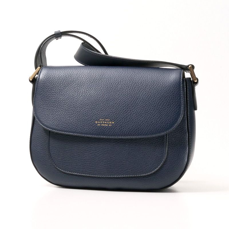 □美品□SMYTHSON スマイソン ショルダーバッグ レザー ネイビー 