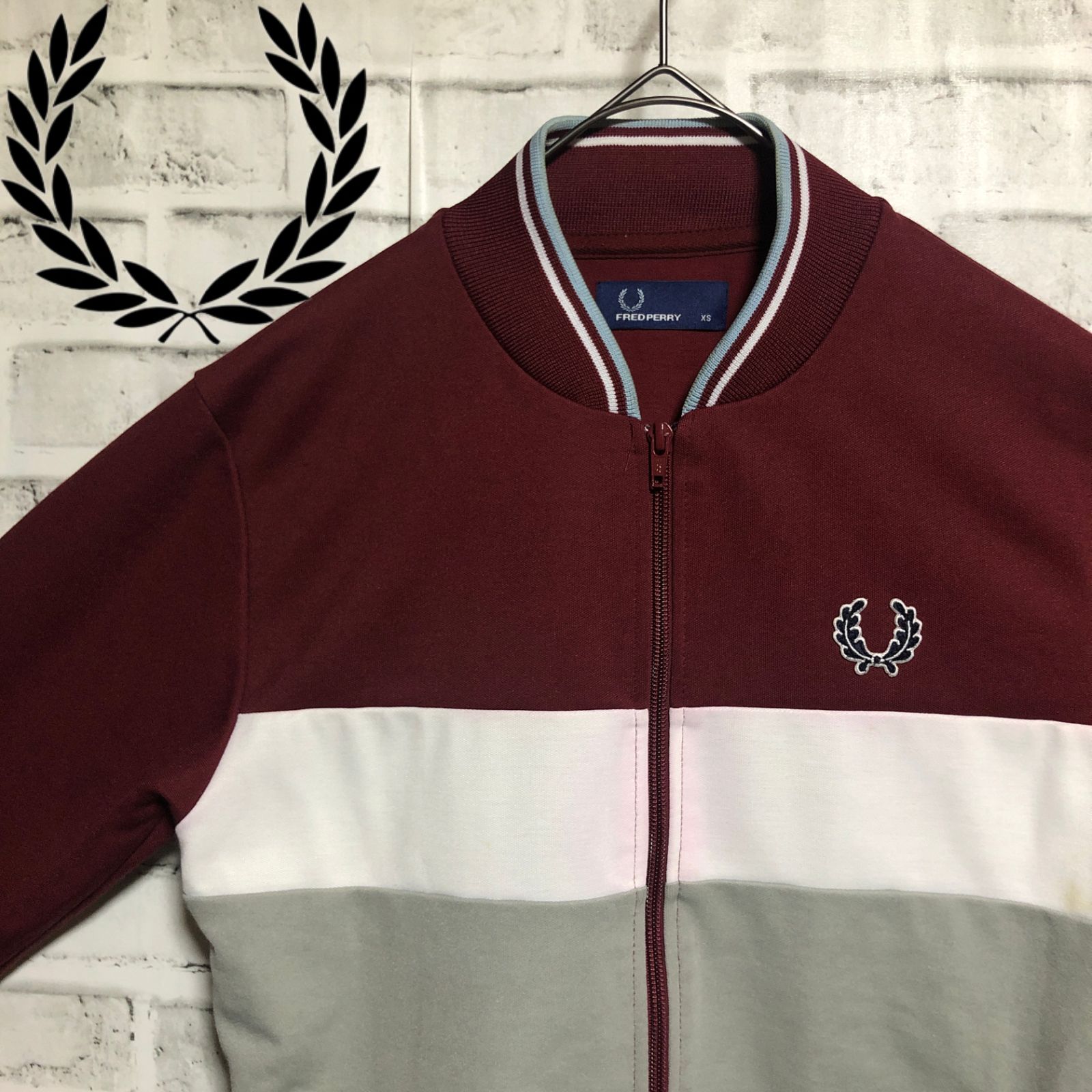 Fredperry トラックジャケット レッド×ホワイト 月桂樹 ATP 裏起毛-