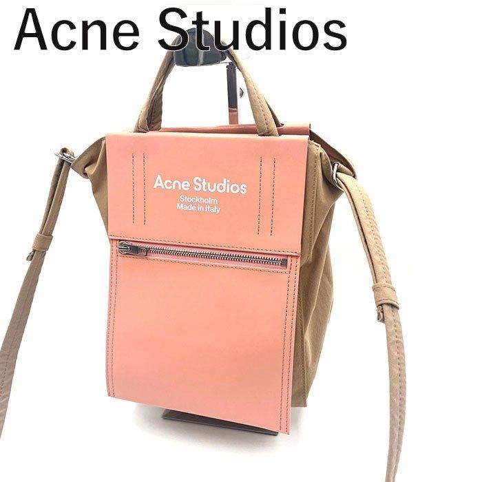 アクネストゥディオズ Acne Studios ショルダーバッグ ペイパリーナイロントートバッグ ベージュ サーモンピンク - メルカリ