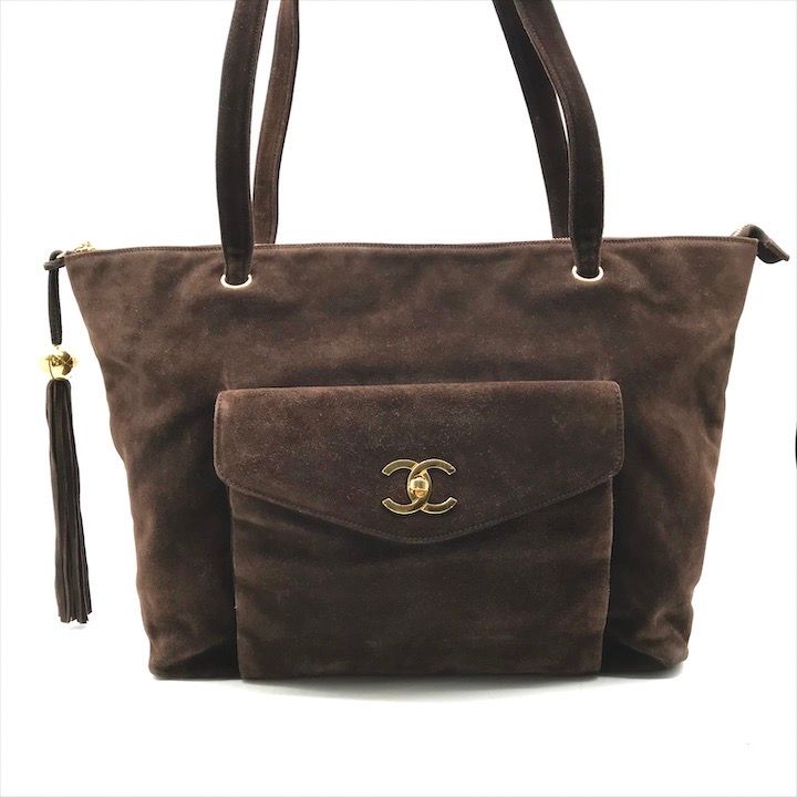 Iてす CHANEL スエード ターンロック トートバッグ 良品 CHANEL シャネル ターンロック スエード ココマーク トート