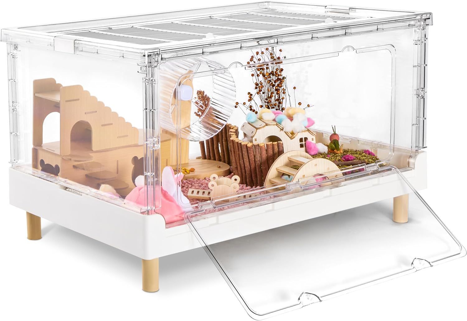 Ruexue ハムスターケージ＆モルモットケージ 小動物ペット用の完全透明でエコフレンドリーな大型アクリルケージ 例えば ヒゲトカゲ ネズミ ハリネズミ カメレオン イグアナなど