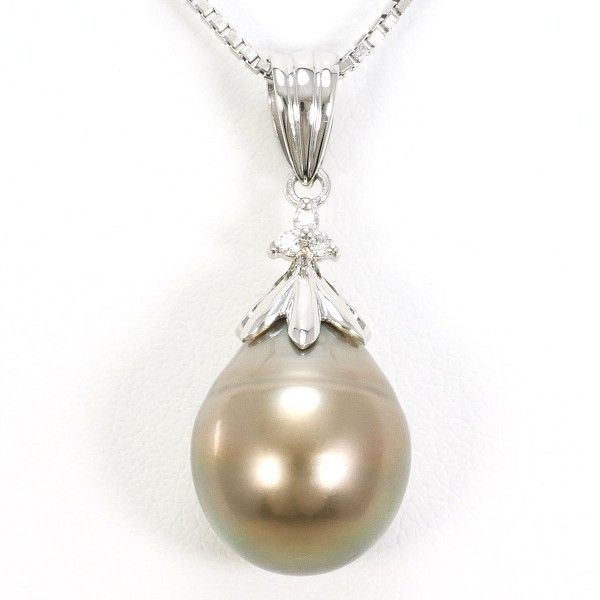 PT900 PT850 ネックレス necklace パール 真珠 ダイヤ 0.03 総重量約8.8g 約50cm