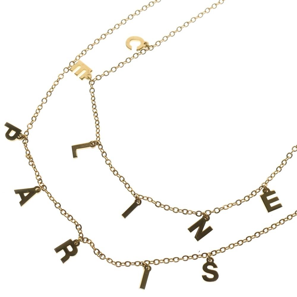 CELINE セリーヌ 二重 ネックレス ヴィンテージ ゴールド ロゴ CELINE