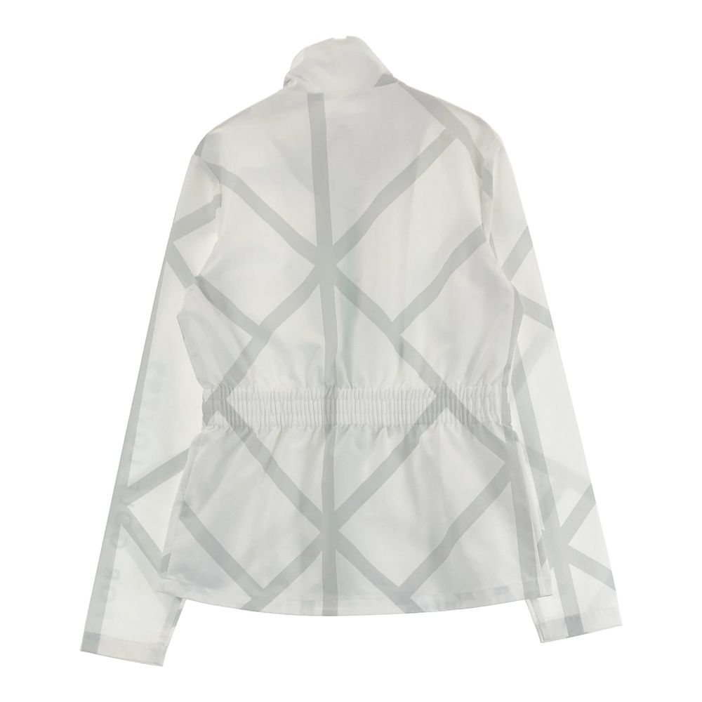 【デサントゴルフ】美品 ジップジャケット 総柄 ホワイト Sサイズ レディース サイズ：S DESCENTE GOLF デサントゴルフ 長袖ジャケット 総柄