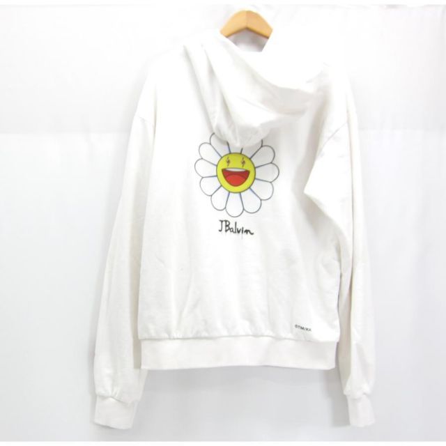 村上隆　パーカー　Flowers on Sleeve Pull-Over J Balvin x Takashi Murakami フラワーパーカー ホワイト 村上隆