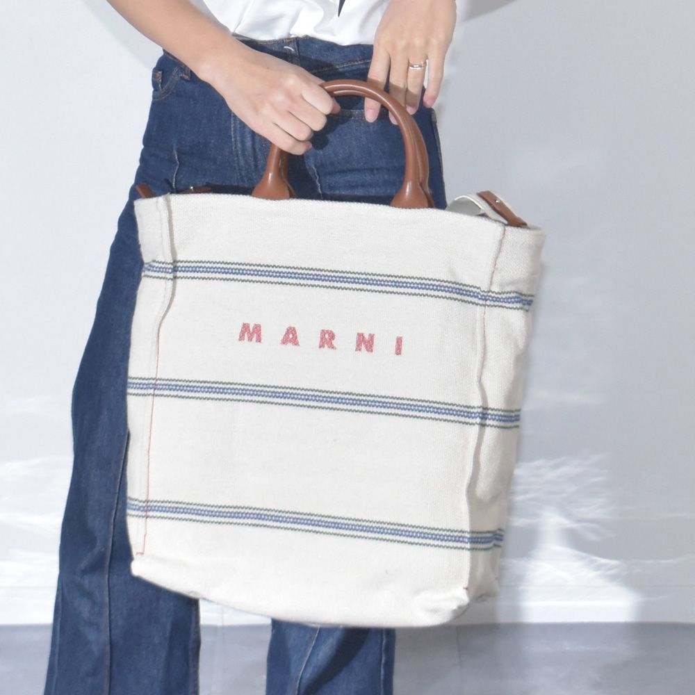 楽天市場】マルニ バッグ トートバッグ クリーム ストライプ