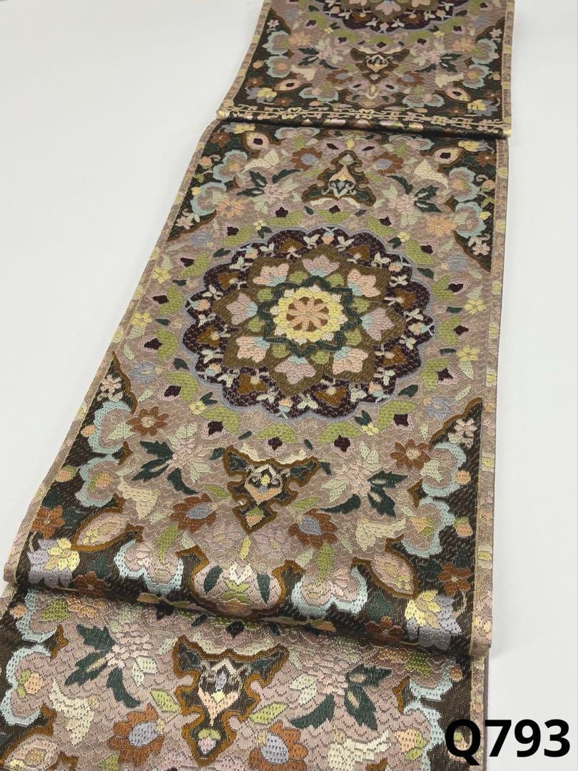 絽刺し 手刺繍 手刺し 全通 袋帯 大華紋 金糸 正絹
