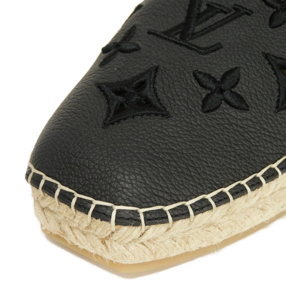  LOUIS VUITTON ルイ ヴィトン ビダールライン 6 カーフ ブラック エスパドリーユ 25 cm モノグラム アップリケ ノワール スリッポン その他 靴