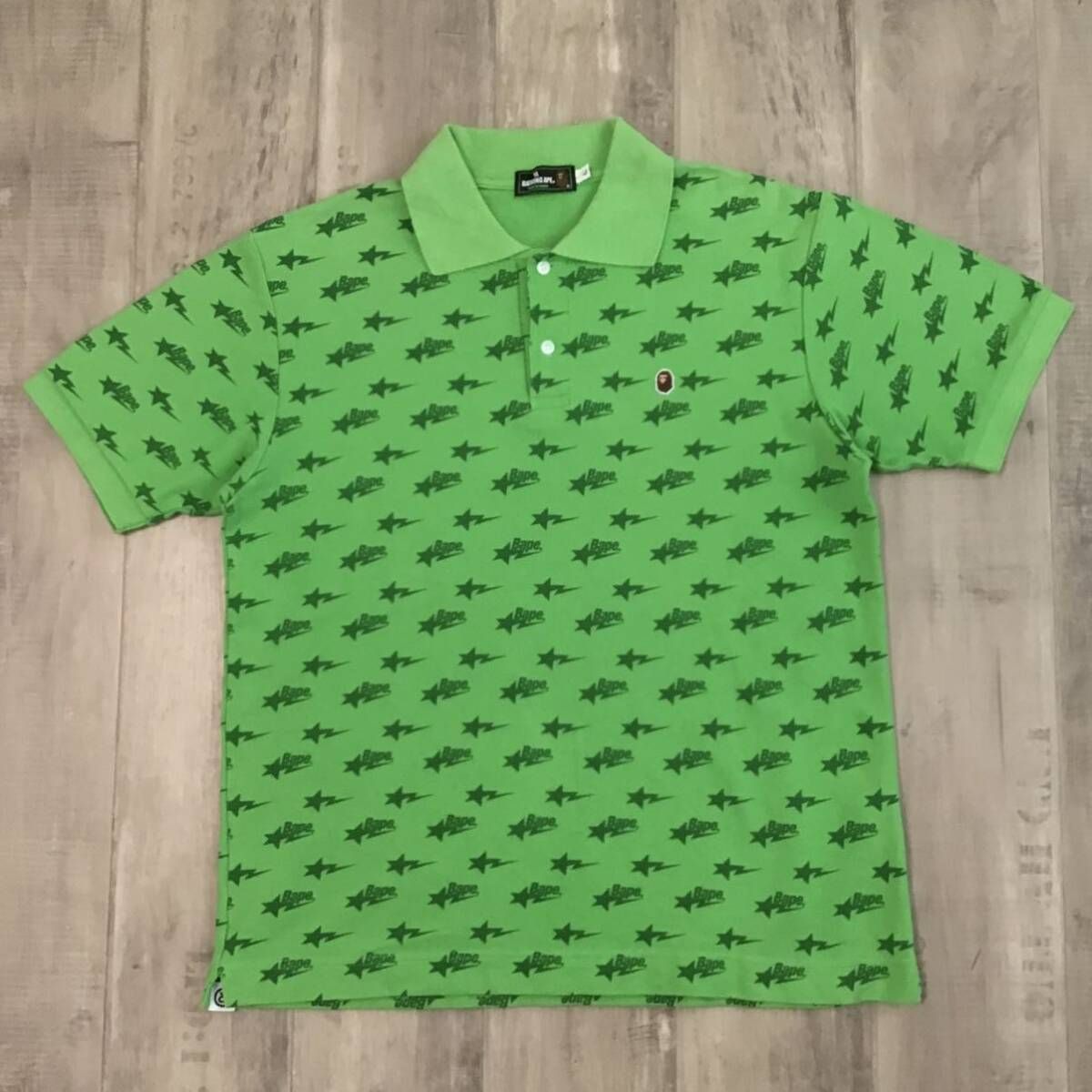 希少A BATHING APE 星柄ポロシャツ Lサイズスター A BATHING APE STA柄