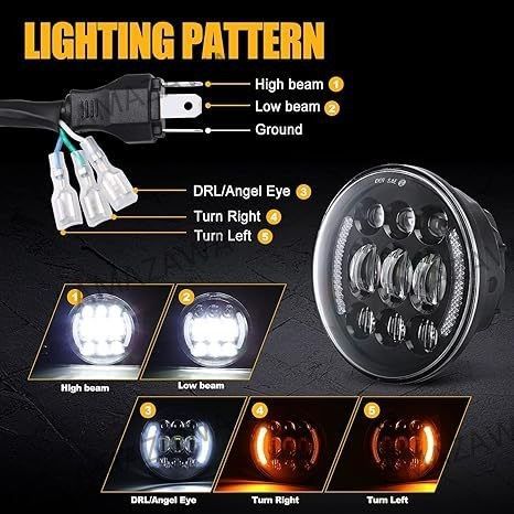 5.75インチLEDハーレーダビッドソン用ヘッドライトデイライト ターンシグナル付き簡単取り付けCYB512