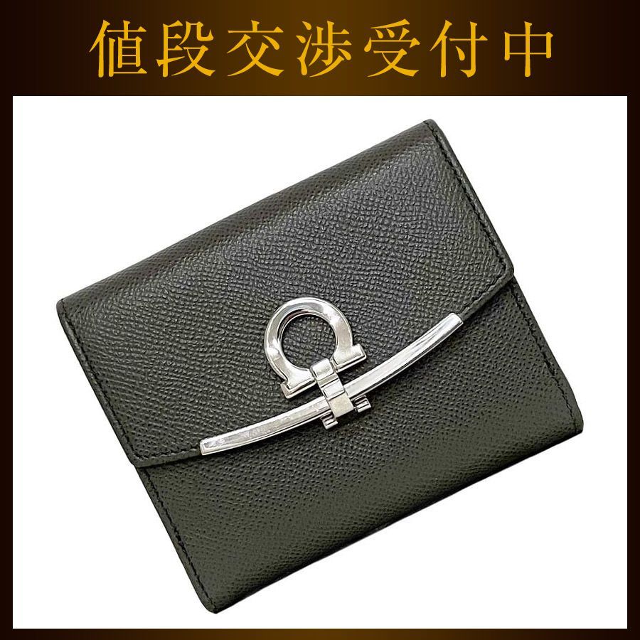 サルヴァトーレ フェラガモ 二つ折り 財布 ec-23228 グレー ガンチーニ