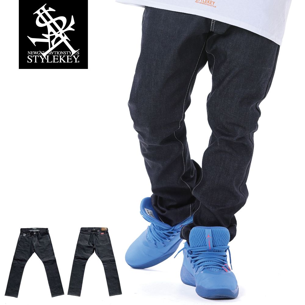 STYLEKEY スタイルキー デニムパンツ CHRONICLE SLIM DENIM PANTS(SK23SP-PT01) メンズ ストリート系 ヒップホップ B系 レゲエ ロック バンド 大きいサイズ