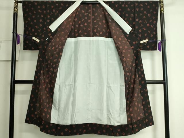 新品　反物　黒 花柄　長襦袢 073-311-6007 平和屋本店□上質な長襦袢 無双仕立て 隈取り 黒地 逸品 未使用