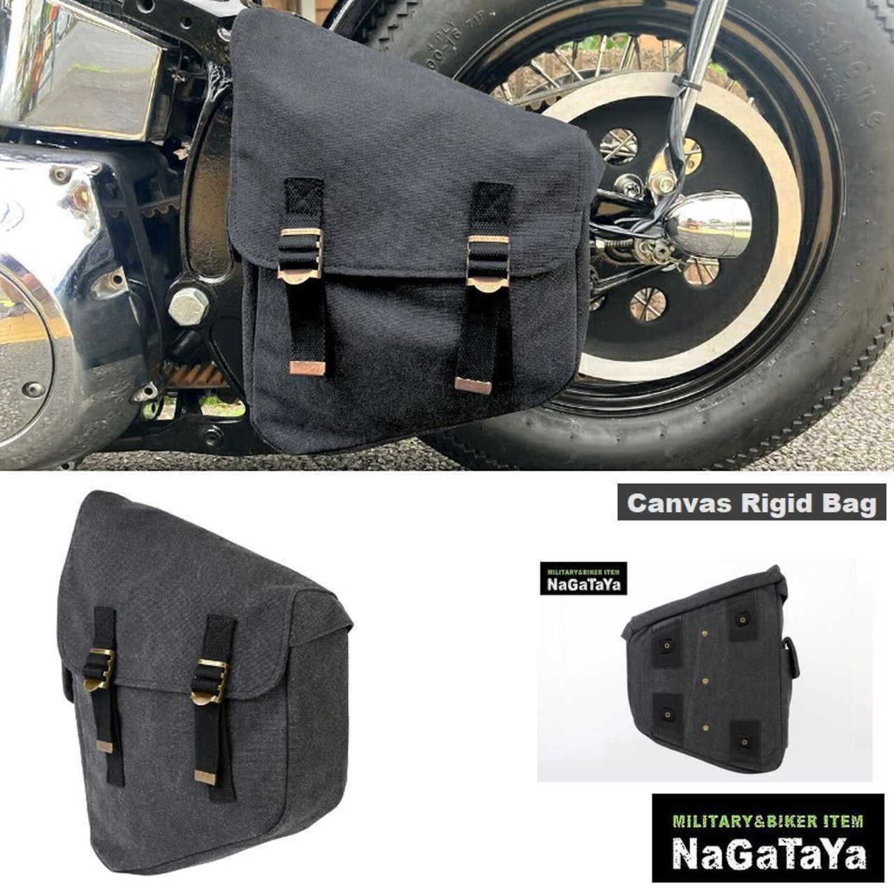 DIN MARKET ディーンマーケット Canvas Rigid Saddle Bag キャンパス リジット サドルバッグ ヴィンテージクロス仕上げ モーターサイクル