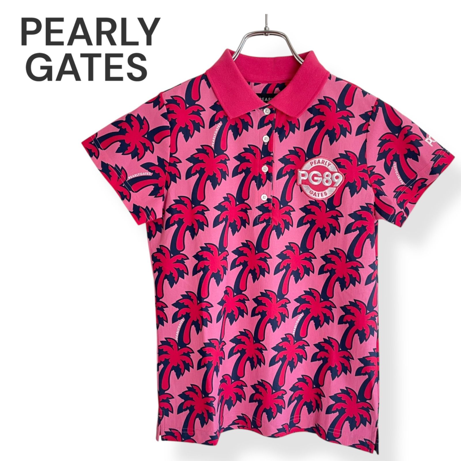 PEARLY GATES パーリーゲイツ ピンク 胸ロゴ ポロシャツ サイズ0 コットン混 055-1260618 レディーススポーツ 547KZ