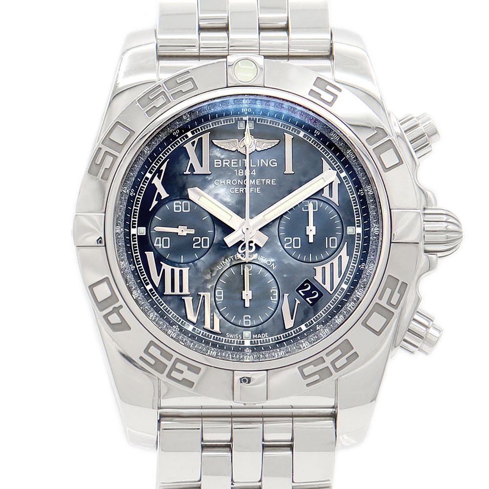 BREITLING ブライトリング クロノマット 44 AB01116 200m防水 日本限定400本 デイト ブルーシェル SS ステンレス 自動巻き【6ヶ月保証】【腕時計】【中古】 BREITLING ブライトリング クロノマット 44 AB01116 200m防水 日本限定