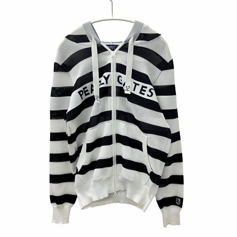 PEARLY GATES パーリーゲイツ カーディガン トリコロール ホワイト サイズ4 512665 Gates] スポーツ PEARLY GATES(パーリーゲイツ) ジップアップ カーディガン