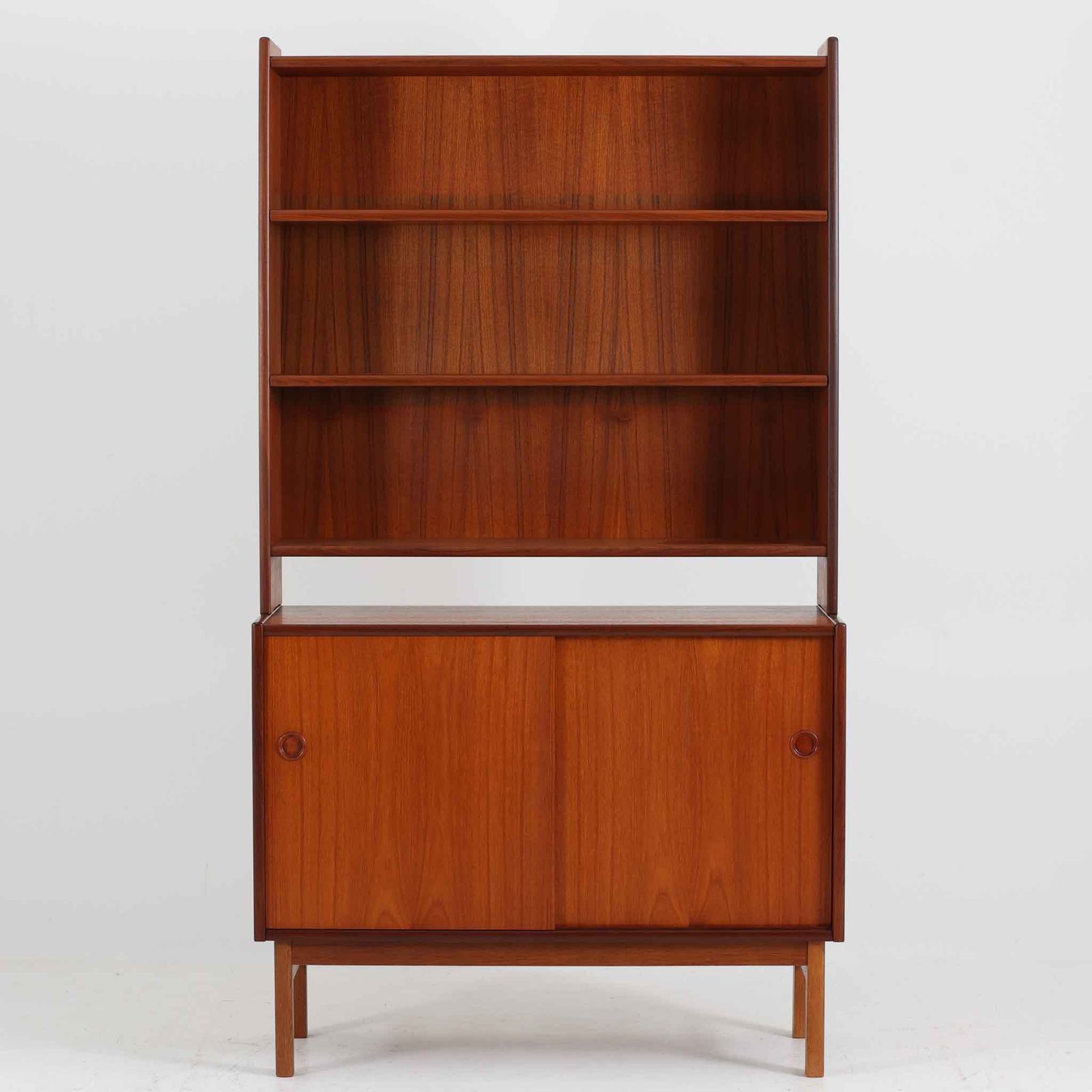 ディスプレイシェルフ チーク×オーク 幅90cm スウェーデン製 北欧ビンテージ家具 木製 本棚 収納家具 ブックシェルフ|DK18712