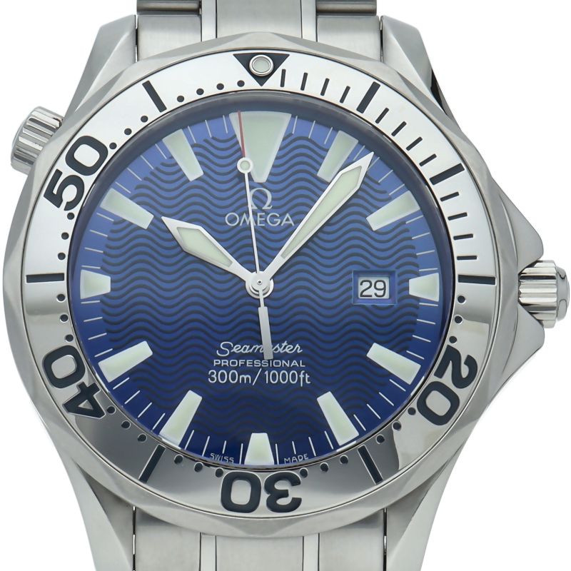 オメガ シーマスター300M クォーツ 41mm 2265.80 箱 保証書 SS メンズ時計 ブルー 仕上げ済