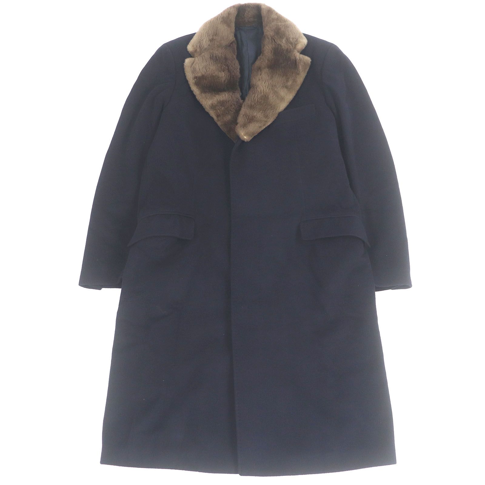 美品□Dunhill ダンヒル カシミヤ100％ フライフロント 襟ビーバー