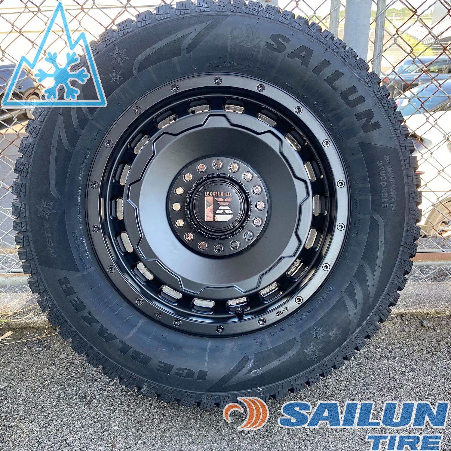 美品！シエラ JB74 スタッドレスタイヤ ホイールセット 16インチ SAILUN WSTX 215/70R17（ノーマル車高）or  225/70R16（リフトアップ必須） LEXXEL SwaGGer マッドブラック 1台分 4本セット - メルカリ